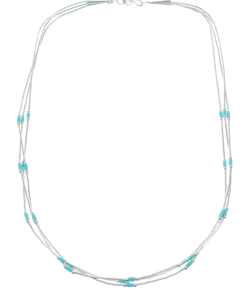 Hand Strung Turquoise Liquid Silver Necklace NX11635